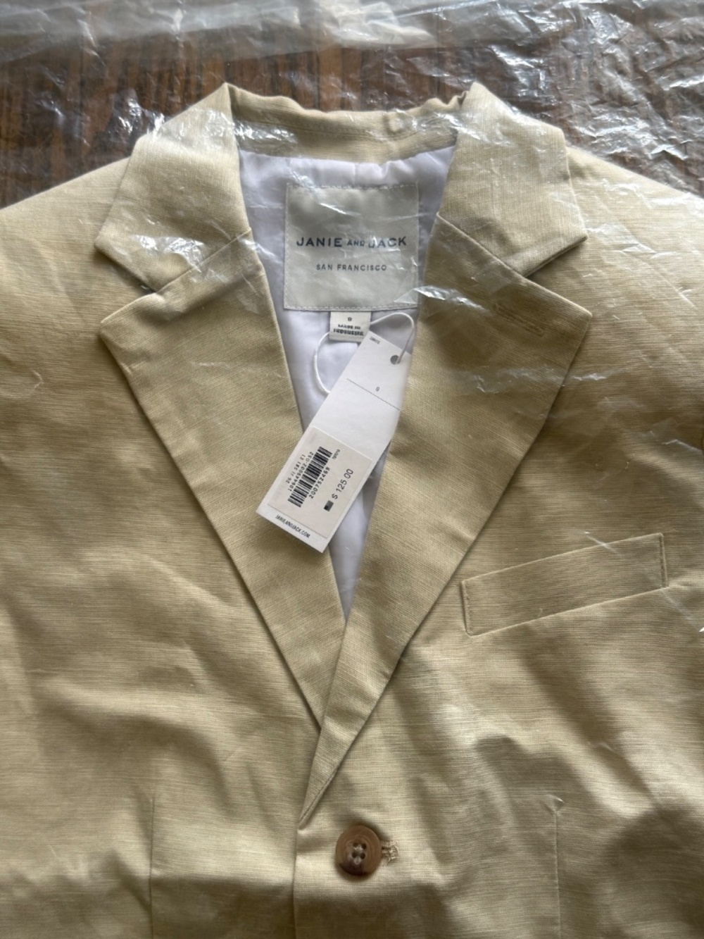 JANIE AND JACK BOY LIGHT KHAKI LINEN COTTON BLAZER SIZE 8 - Picture 2 of 11